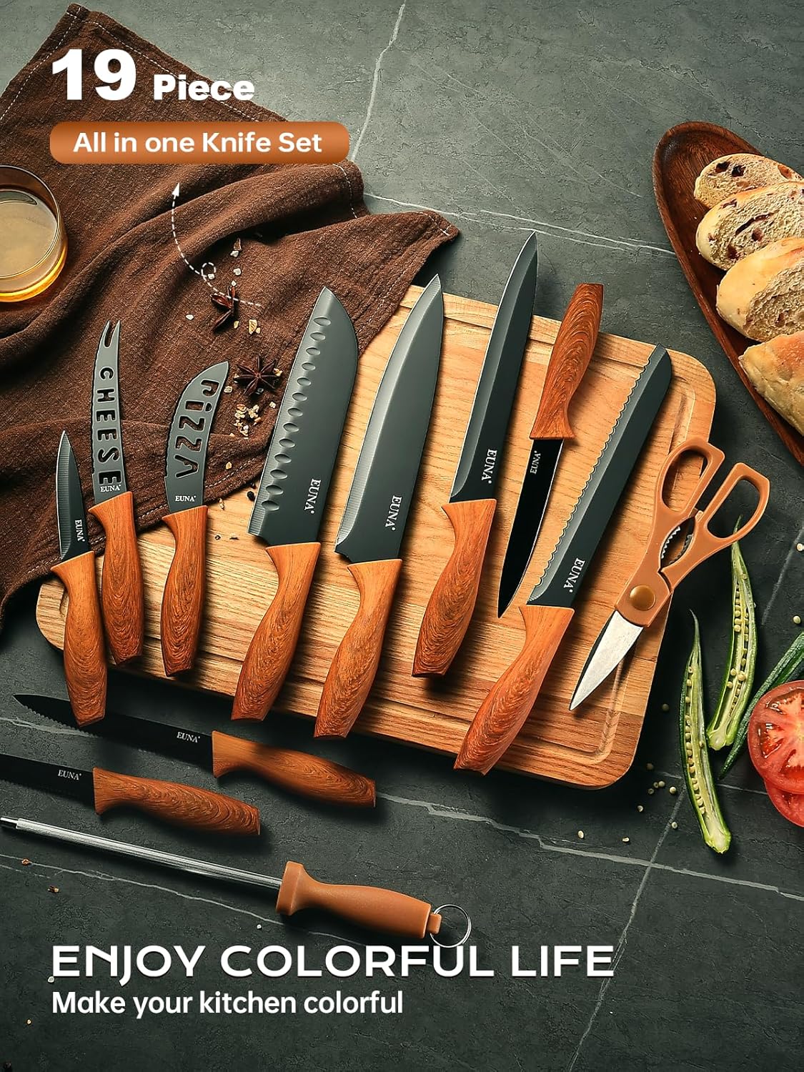 EUNA Premium Knives Set for a Sharp Rust-Resistant Edge