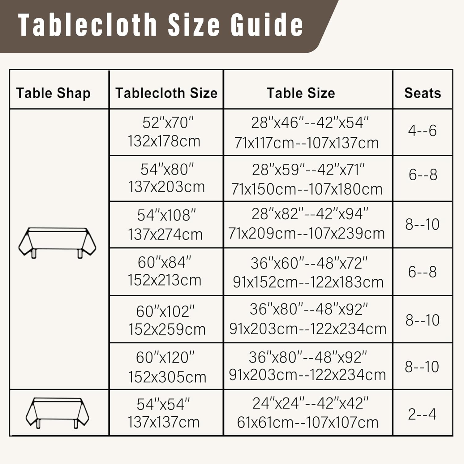 DWCN Rectangle Faux Linen Tablecloth - 60x84 Inch Khaki 1