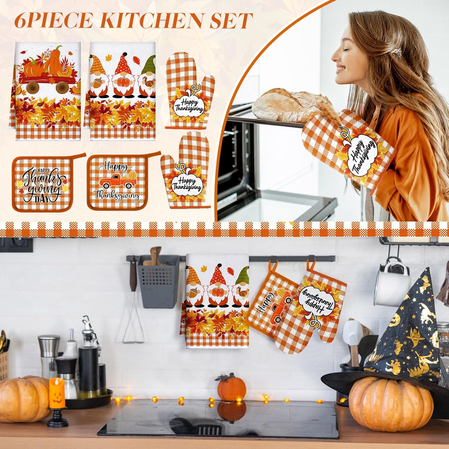 Leinuosen 6-Piece Fall Gnome Kitchen Set