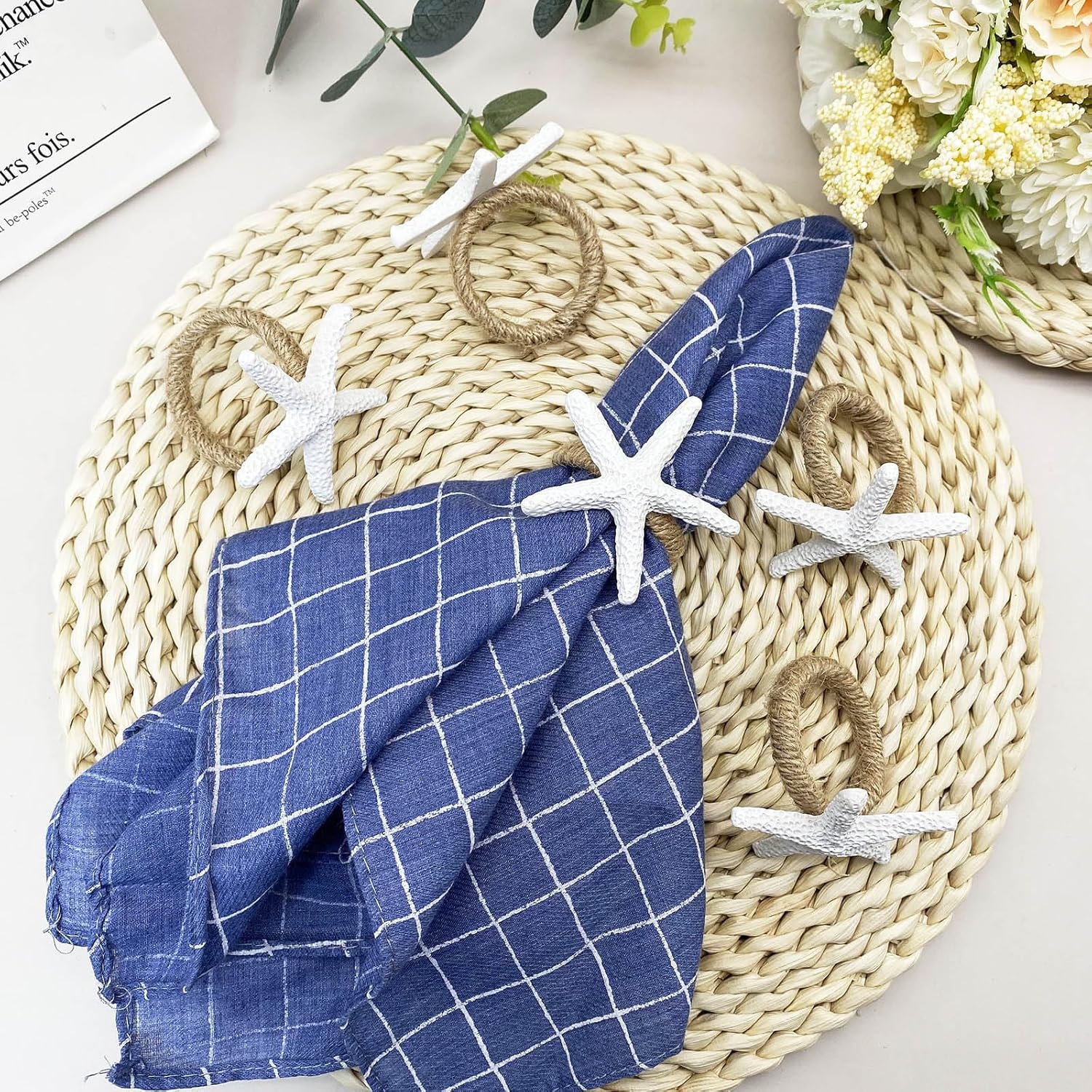 Wingfish Starfish Napkin Rings Set of 12 - Vivid Coastal Napkin Holder
