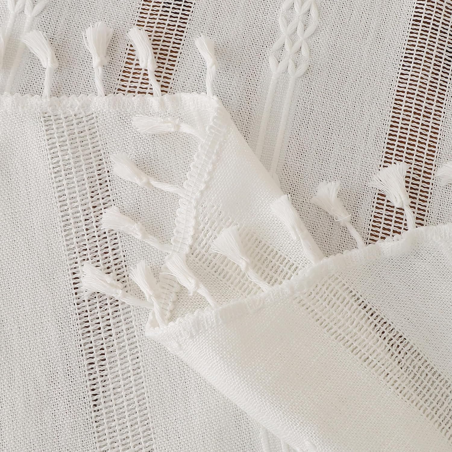 Gernaice Rustic Stripe Embroidered Oval Tablecloth 53x70 Inch