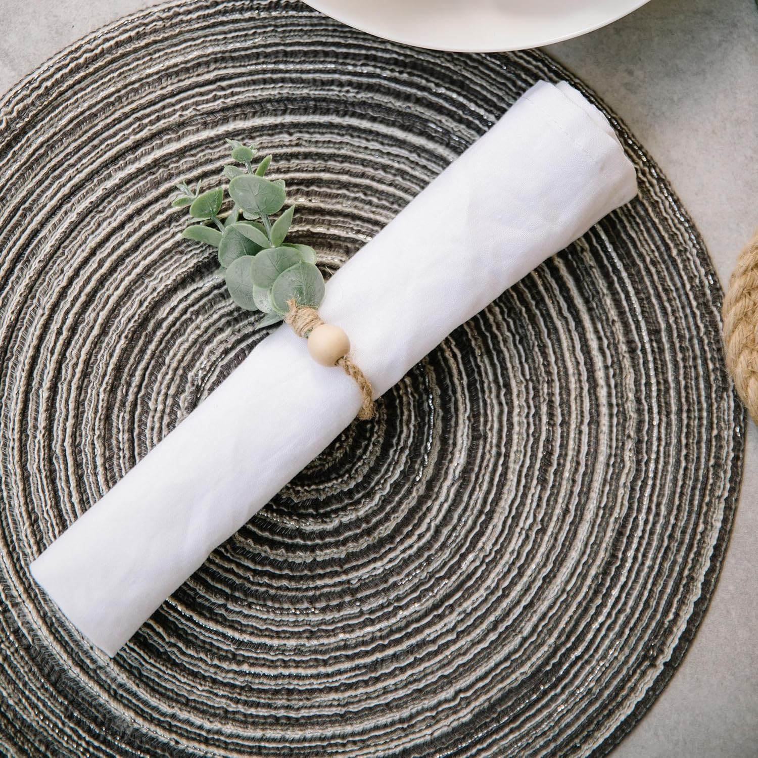 Defined Deco Napkin Rings Set of 12 Rustic Farmhouse Style
