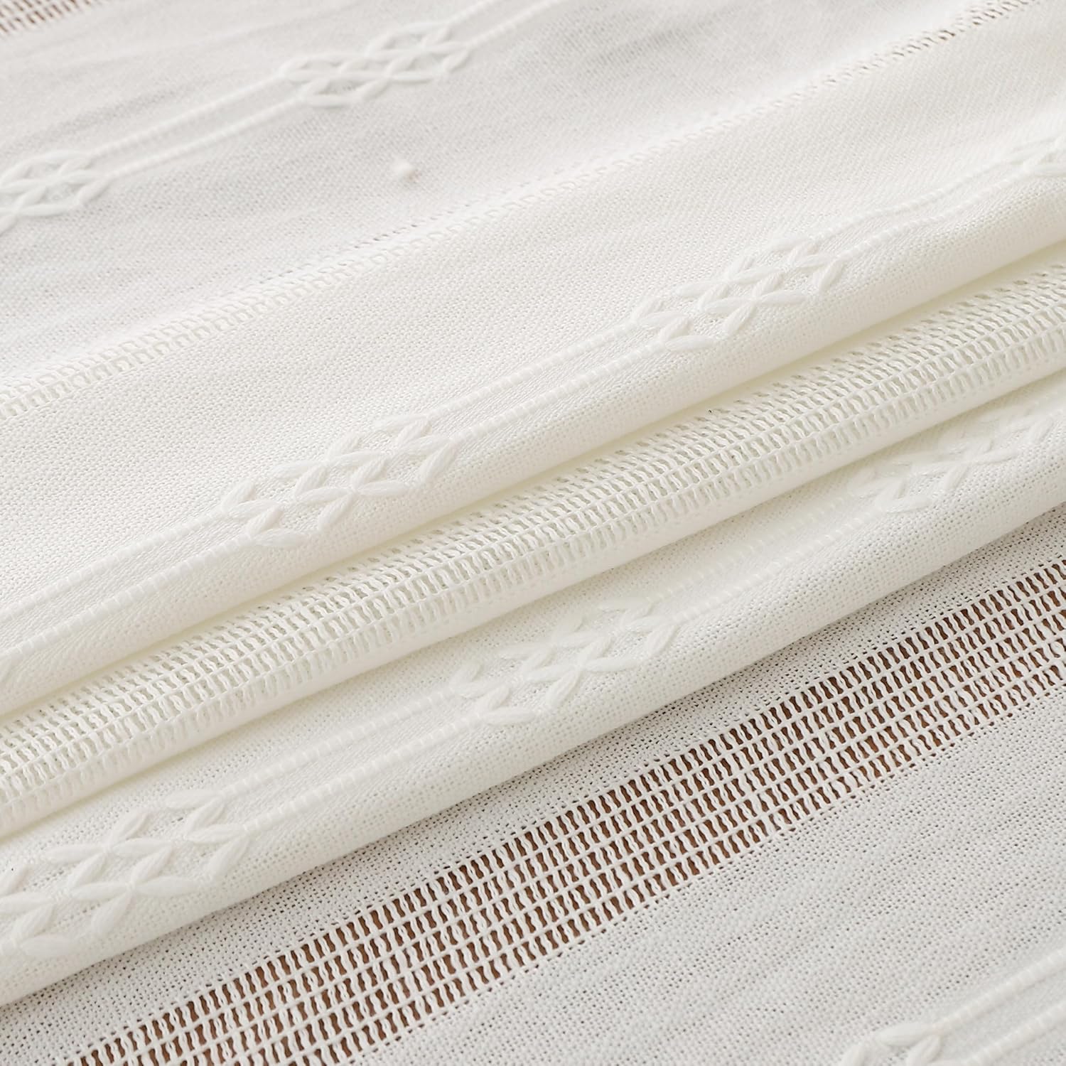 Gernaice Rustic Stripe Embroidered Oval Tablecloth 53x70 Inch