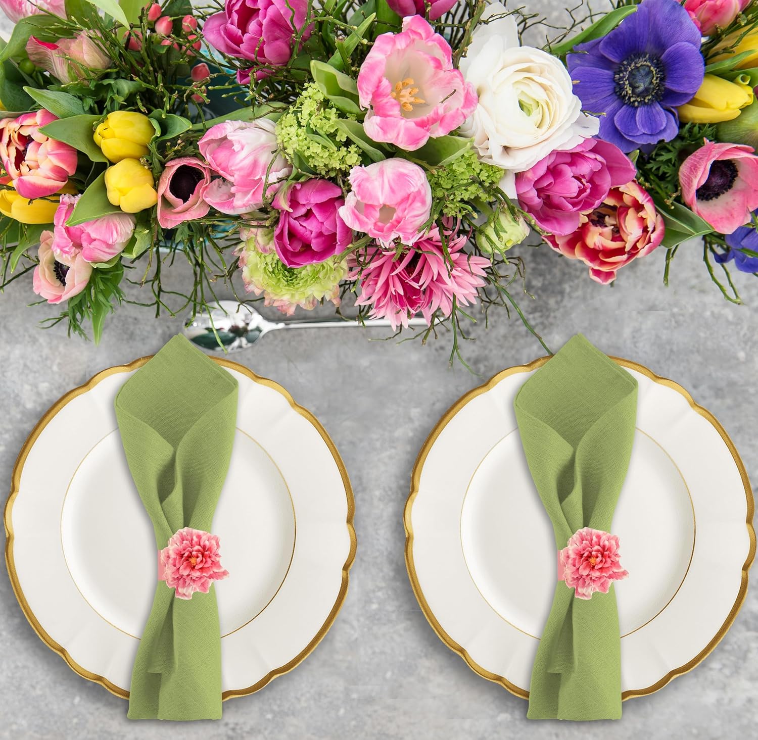 Perfect for Spring Events 100 Napkin Rings with Peony Flower