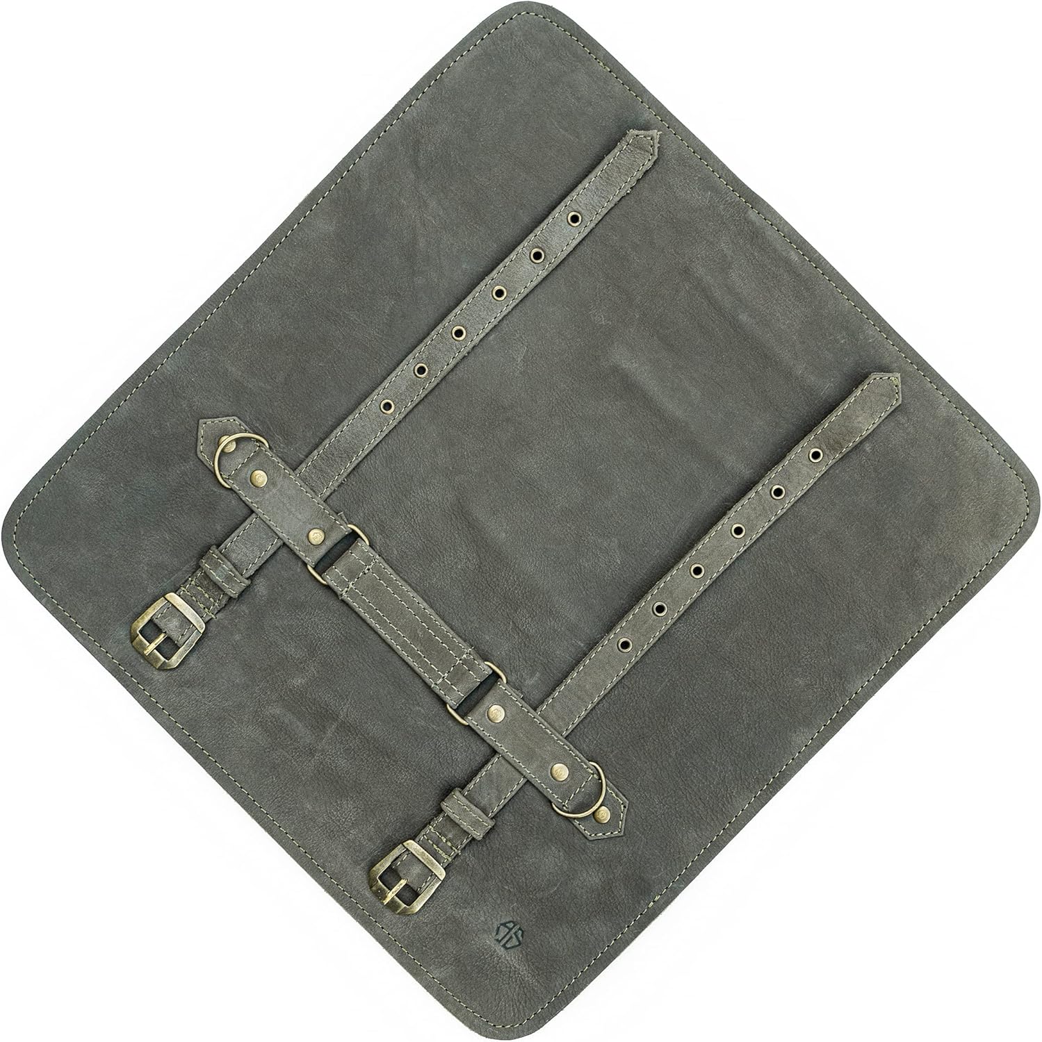 High-Quality Leather Knife Roll Bag for Chefs Olive-Green