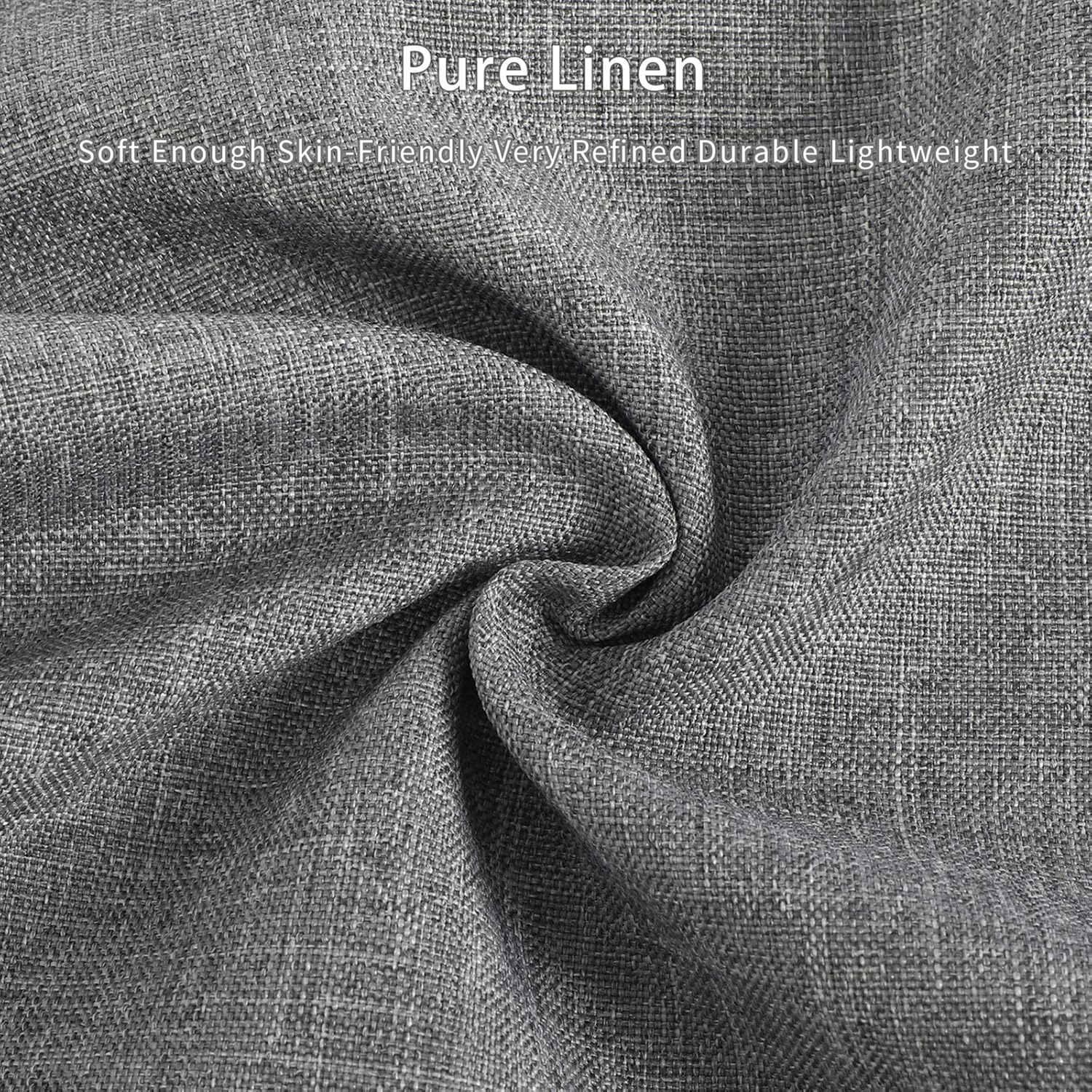 Tosewever Hemstitch Linen Table Runner Farmhouse Style Grey 14x72 Inches