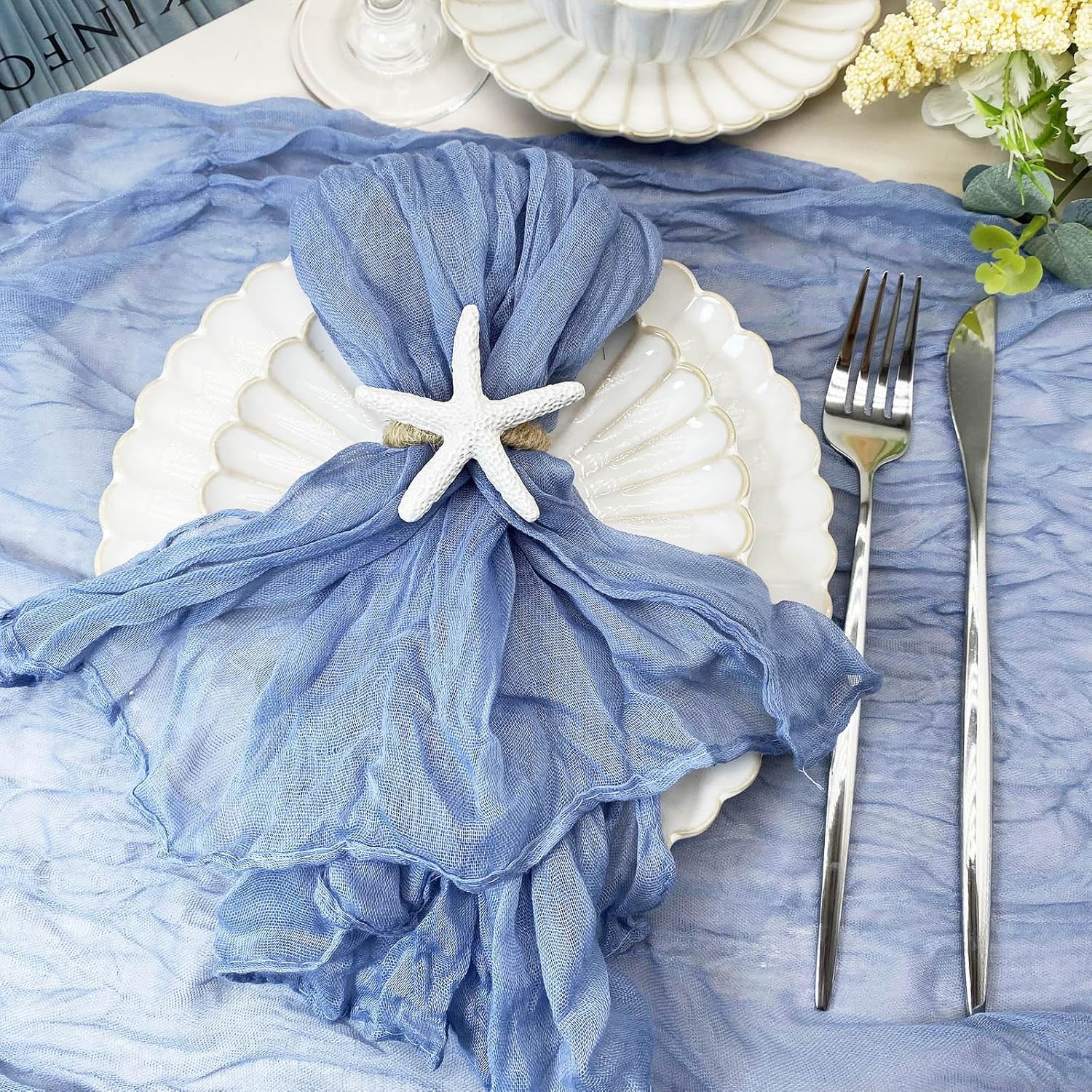 Wingfish Starfish Napkin Rings Set of 12 - Vivid Coastal Napkin Holder