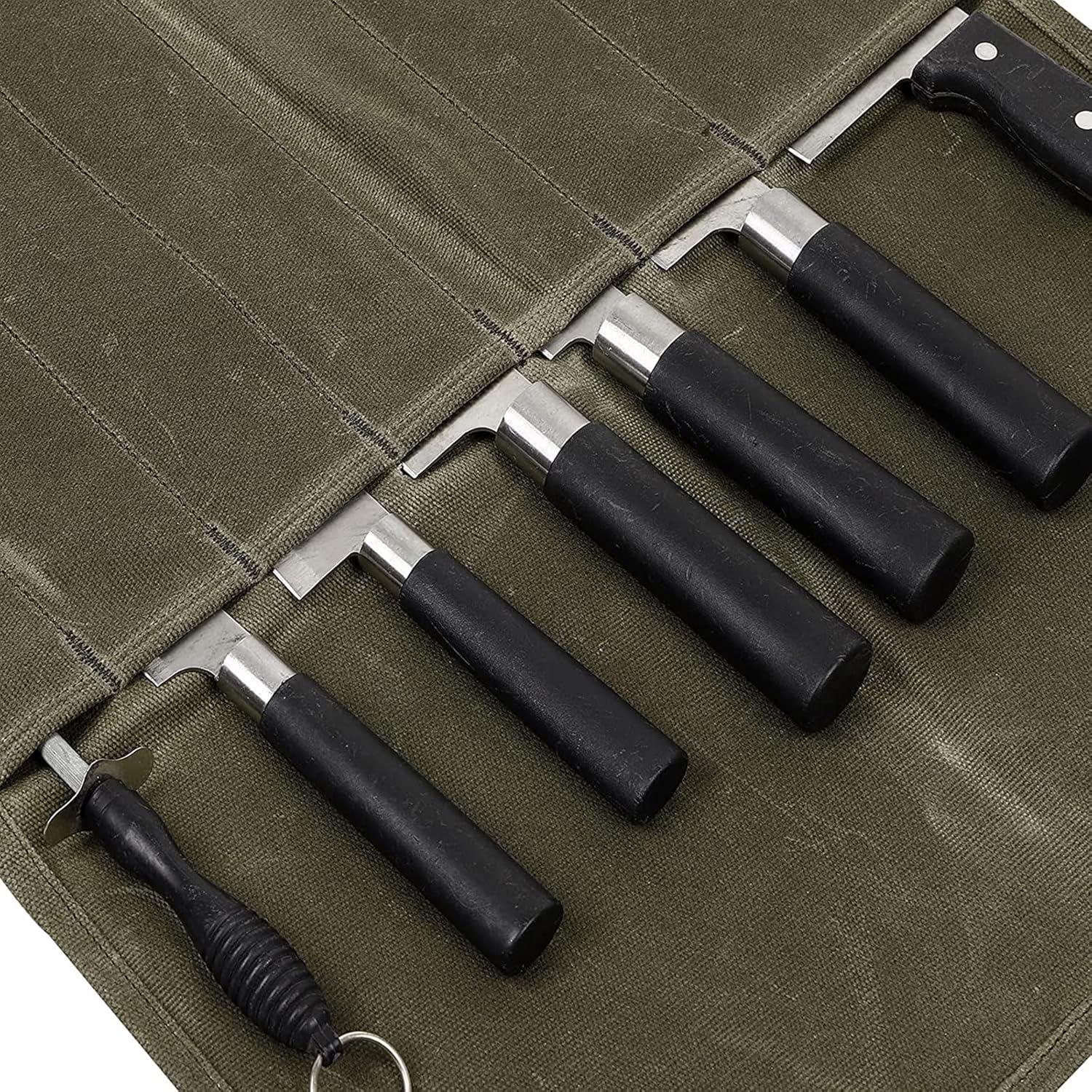 Compact Canvas Knife Holder with 7 Sections for Cooking Enthusiasts