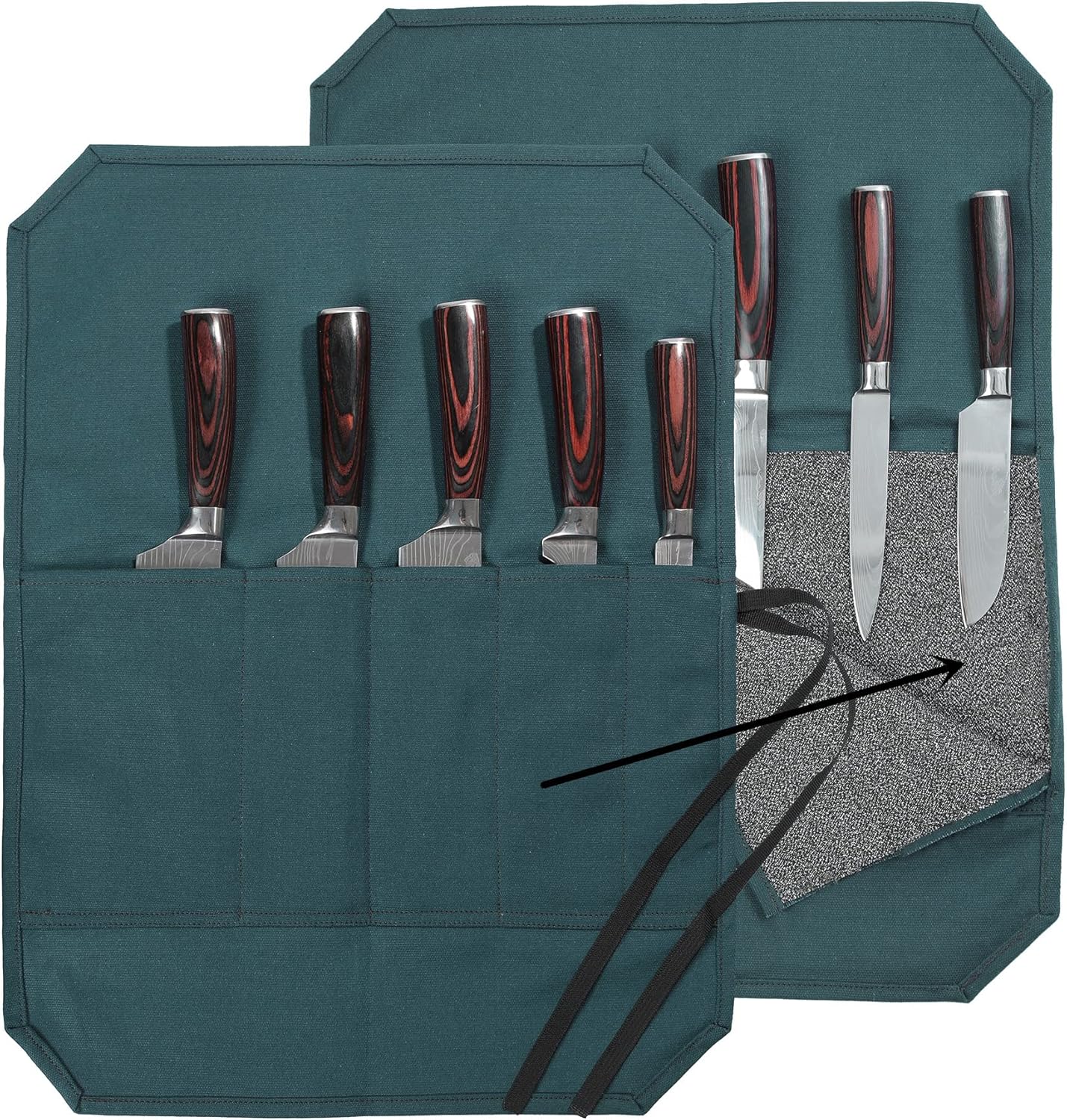 Chefs Knife Roll Bag Heavy-Duty Waxed Canvas with Cut-Resistant Lining
