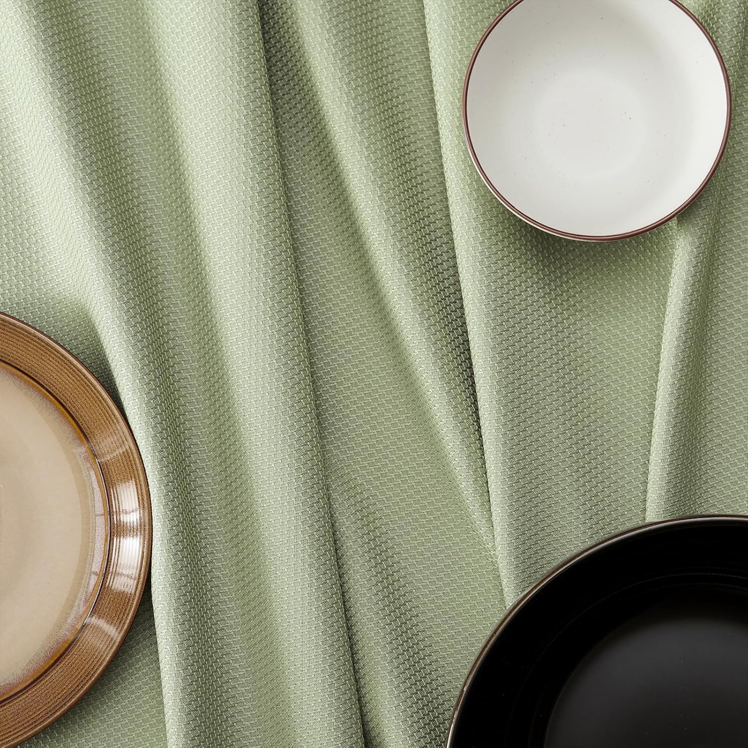 Veblandy Textured Tablecloth for Kitchen Dining Sage Green