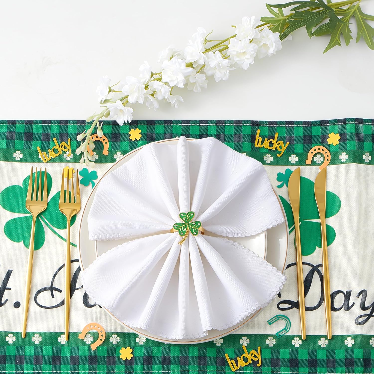 St Patricks Day Shamrock Napkin Rings Set of 12