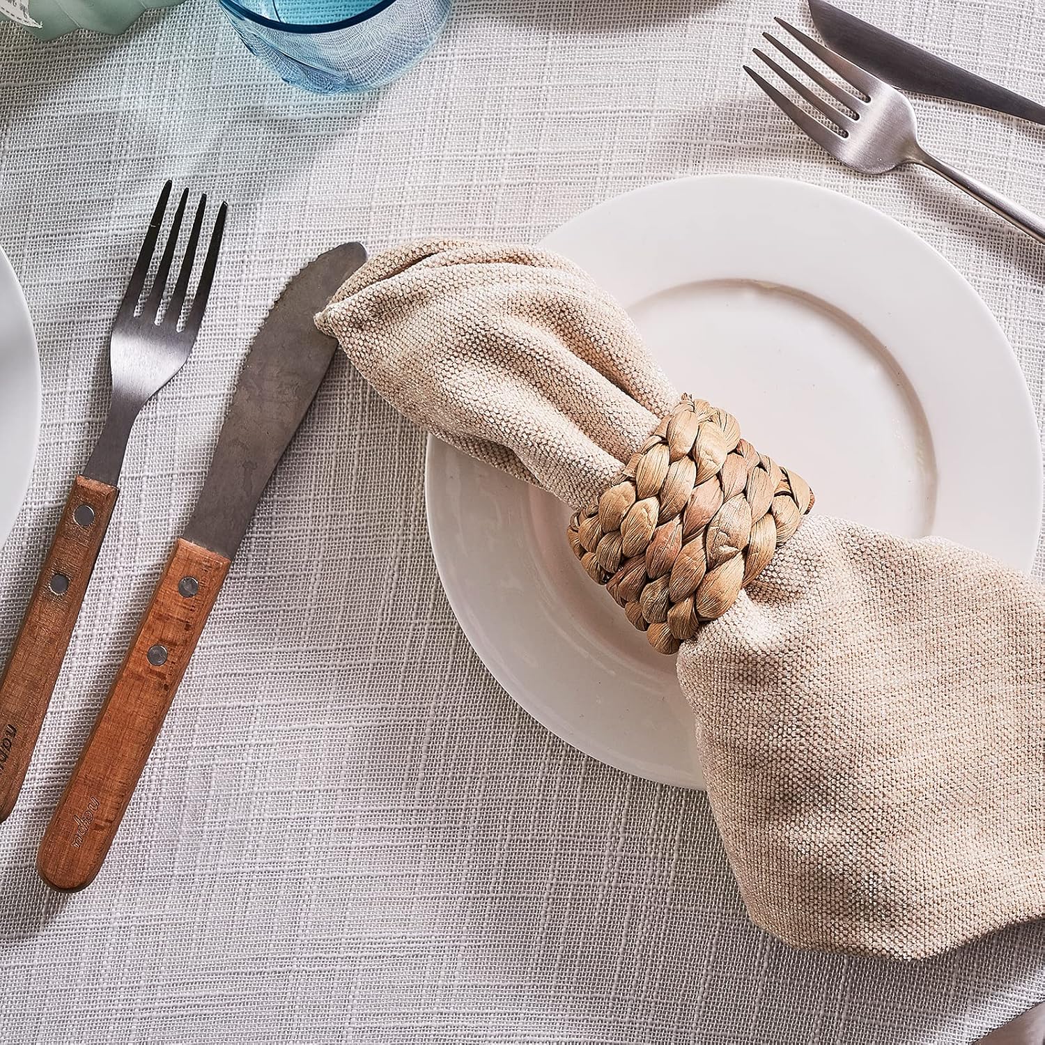 Handmade Water Hyacinth Napkin Rings 12 Piece Set for Parties Weddings