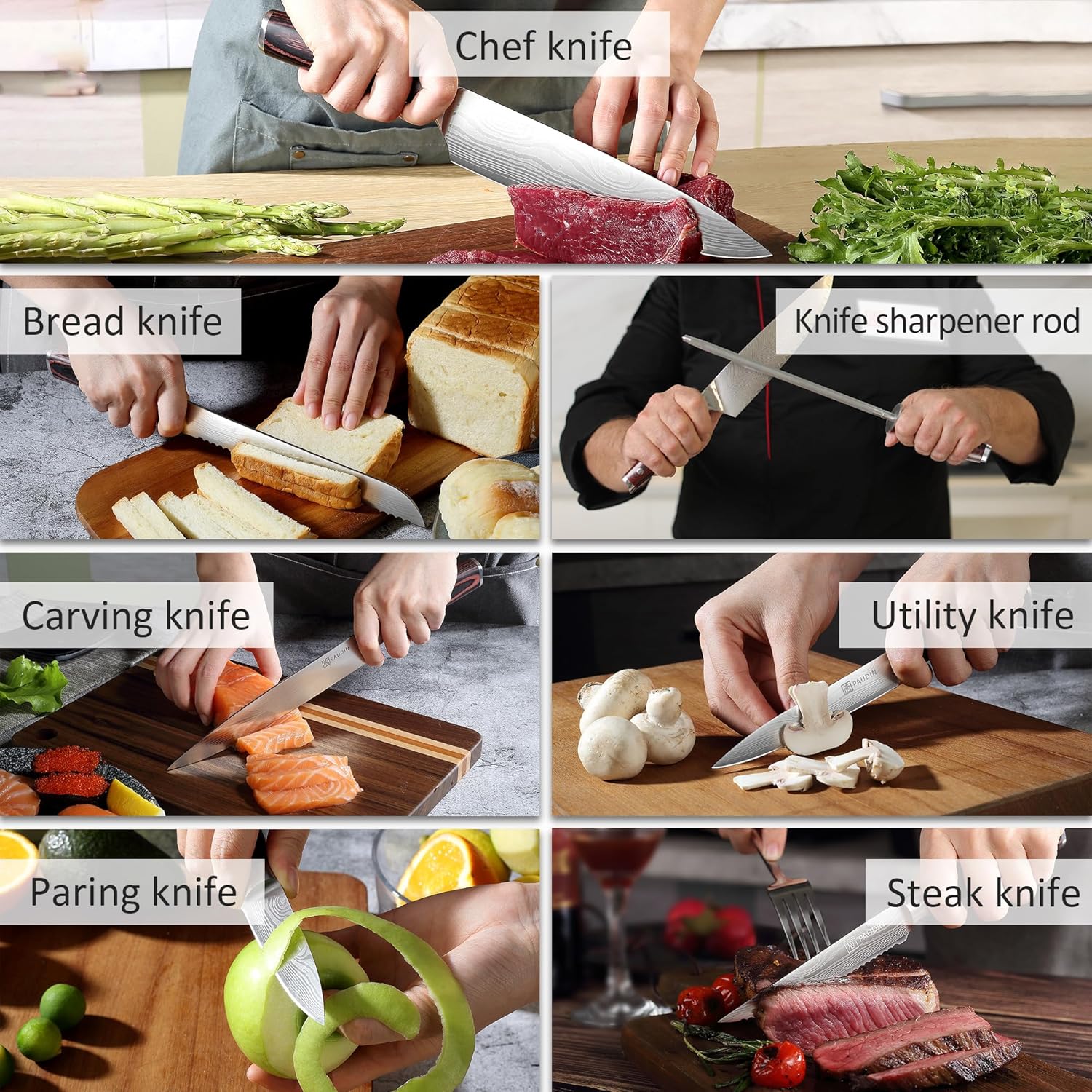 High-Quality Kitchen Knife Block Set 14-Piece German Stainless Steel Kitchen Gadgets
