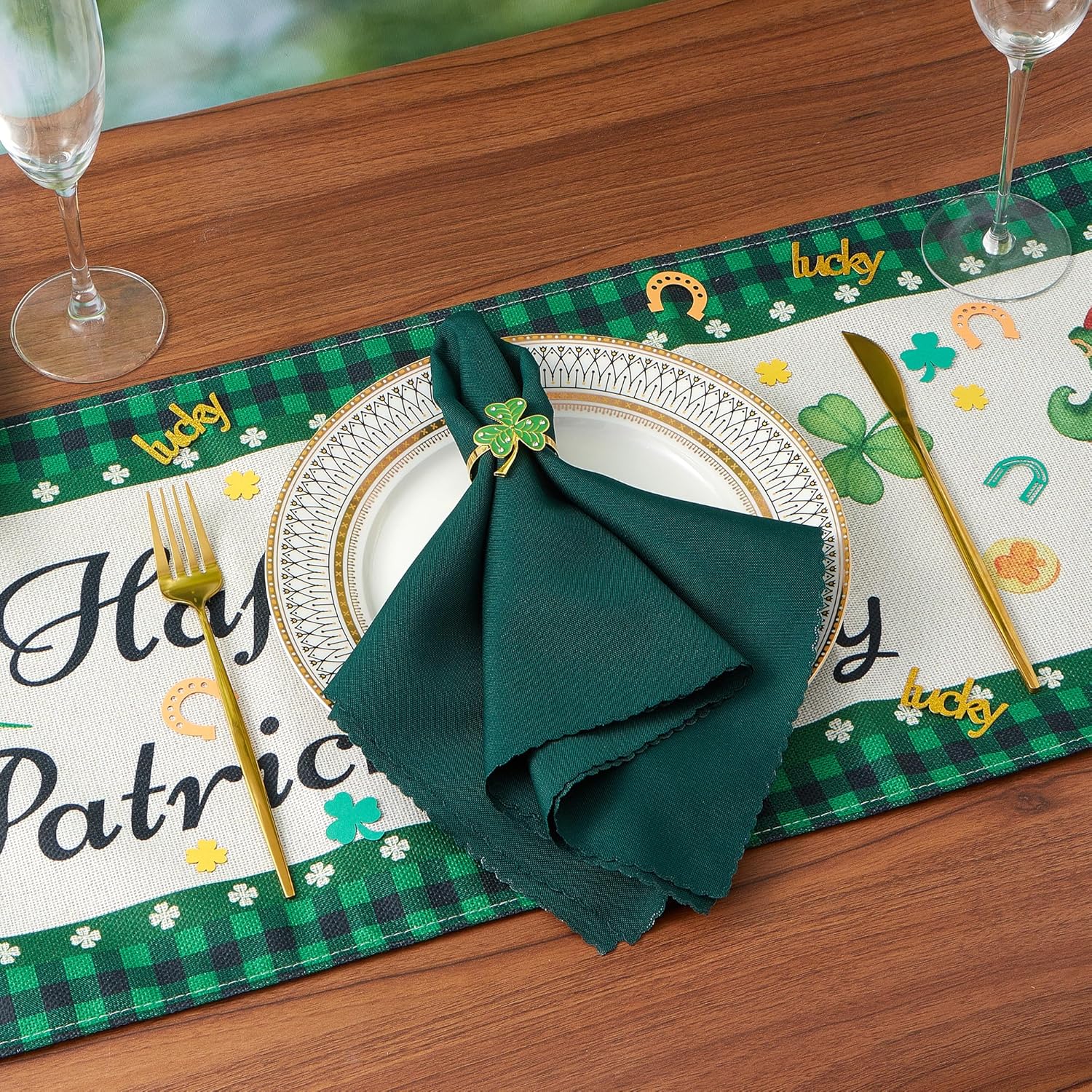 St Patricks Day Shamrock Napkin Rings Set of 12